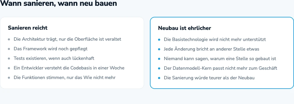 Wann sanieren, wann neu bauen